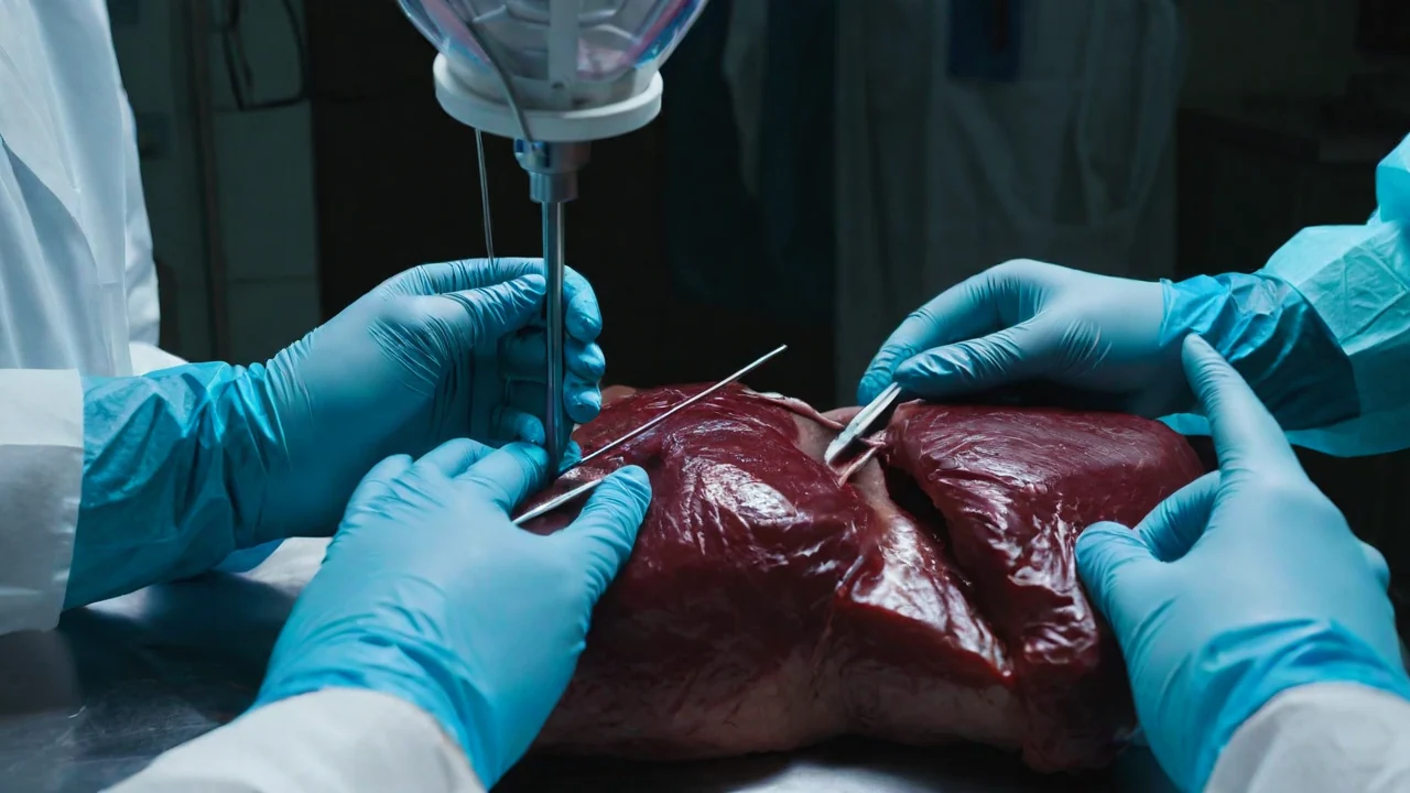 Liver transplant surgery in progress